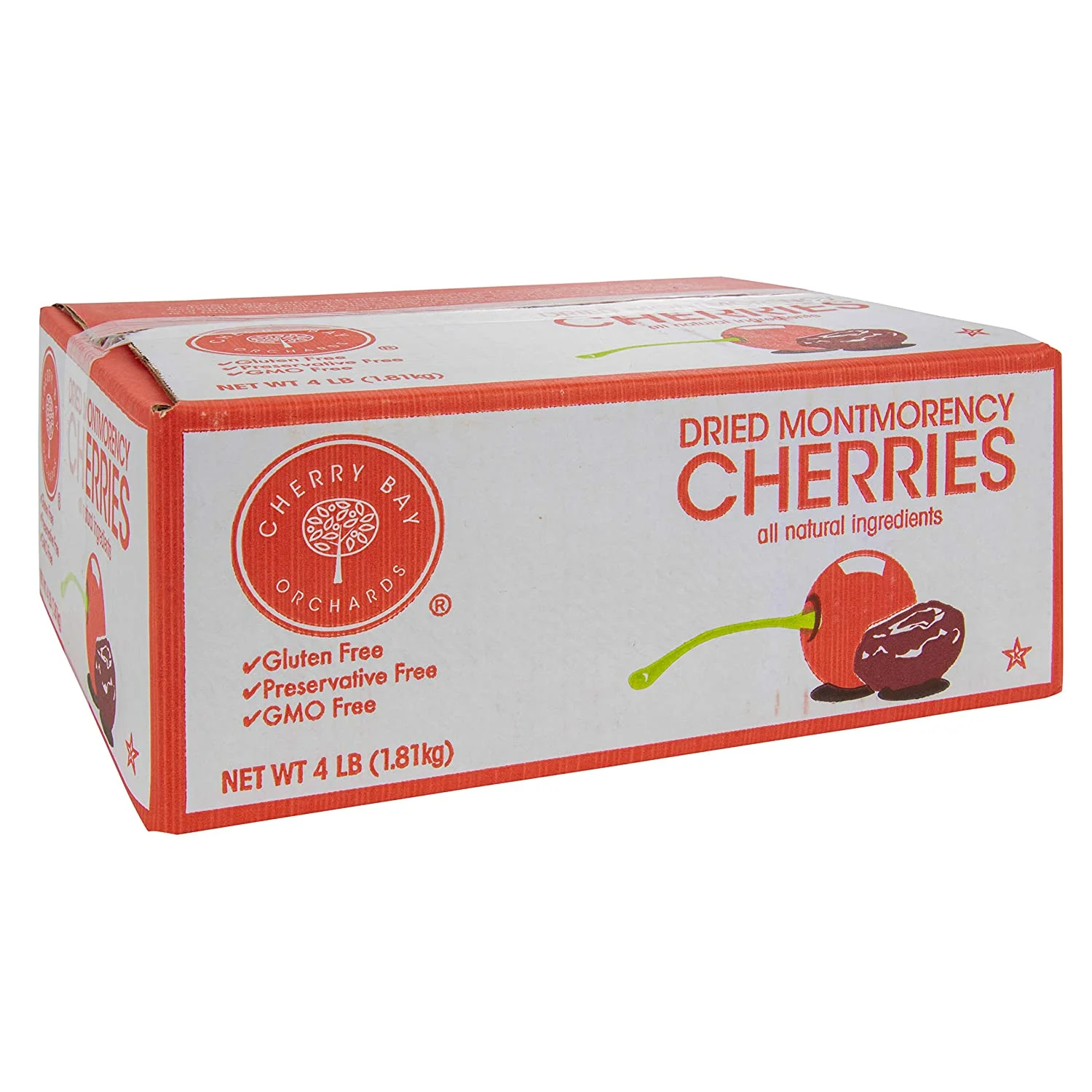 Cherry Bay Orchards - Dried Montmorency Tart Cherries (4 lb. box) - 100% Domestic, All Natural, Kosher Certified, Gluten Free, and GMO Free, No Additives