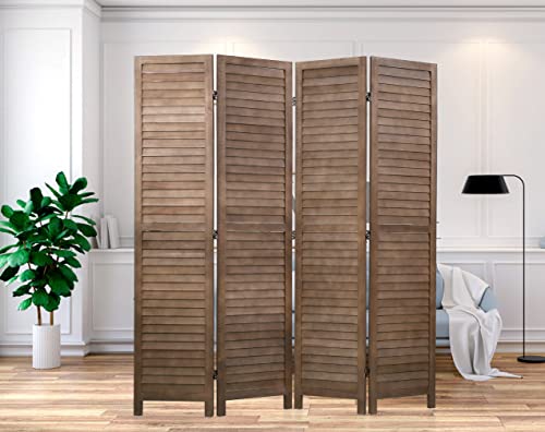 4 Panel Room Divider, 68.9'' Tall Wood Dividers and Folding Privacy Screens, Freestanding Wood Screen, Folding Portable Room Screen Divider Partition Screen for Indoor Home Office Bedroom Restaurant