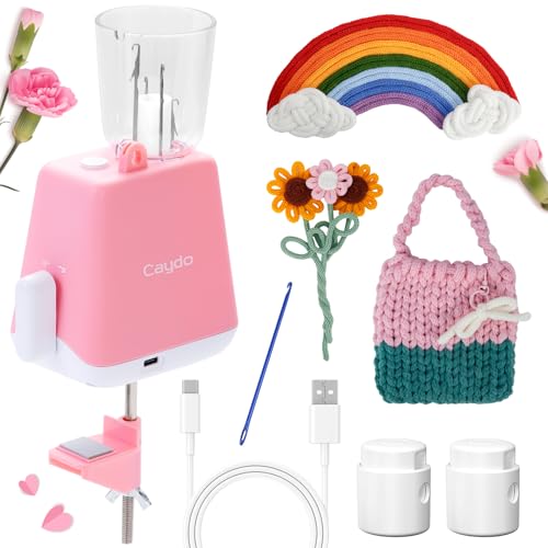 Caydo i Cord Knitting Machine, Electric iCord Maker Tool with Adequate Tension, i-Cord Knitter Crochet Machine, Automatic Knitting Yarns to i-Cords, Efficiently DIY Knitting Machine for Crocheters