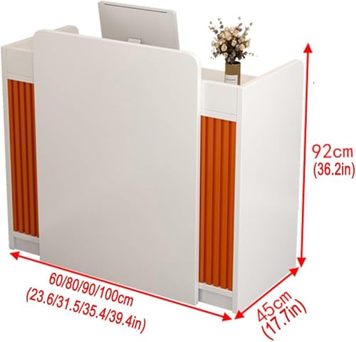 Standing Front Desk, Front Desk Reception Counter with USB Port, Reception Desk for Office with Lockable Drawer