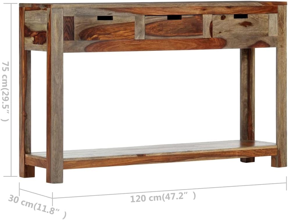 Home Entryway Stylish Large Surface Area Natural Accent Console Table, for Bedroom, Living Room,Dining Room, Sofa Couch, Console Table with 3 Drawers 47.2