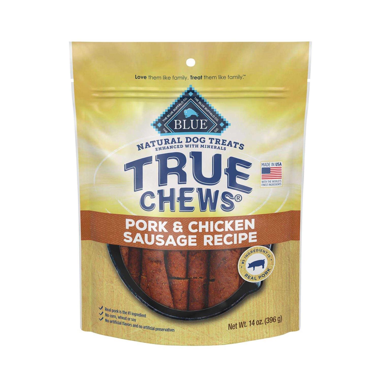 Blue Buffalo True Chews Pork & Chicken Sausage Premium Natural Dog Treats - Pet Supplies online store