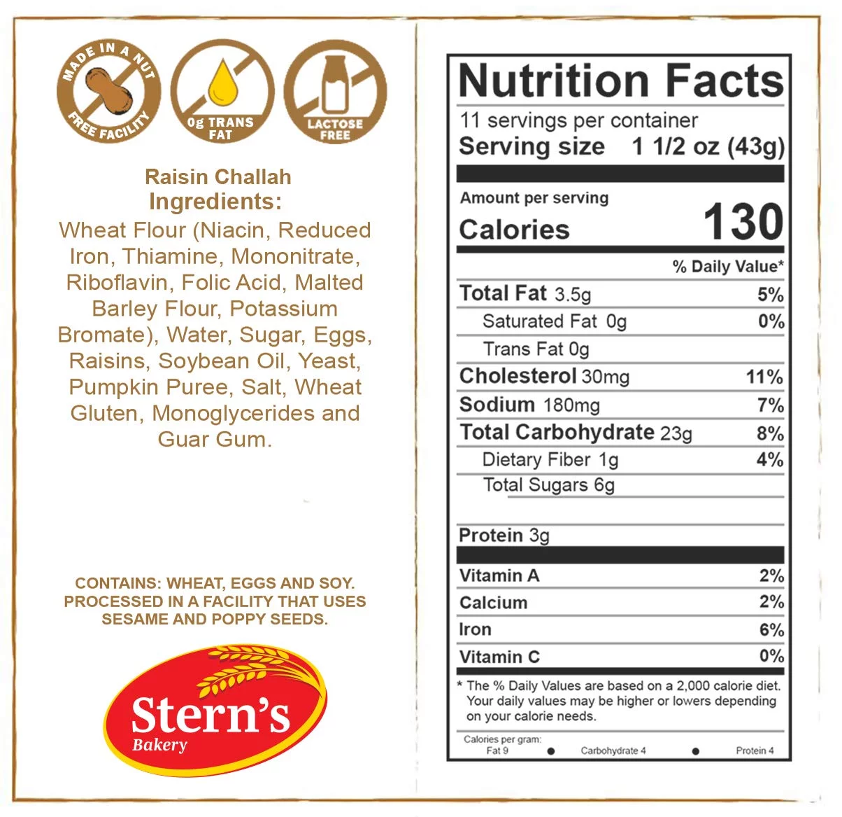 Stern's Bakery Kosher Fresh Raisin Challah Bread 16 Ounce - Traditional Raisin Bread for your Holiday or Shabbat Table ( 2 Braided Raisin Challah Per Pack ) (Braided Raisin Bread)