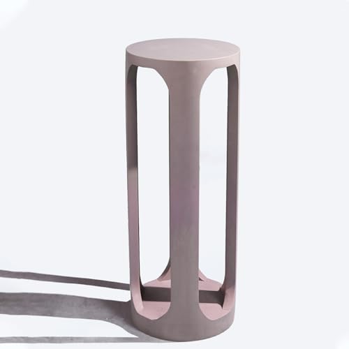 Marble Accent Table, Coffee Round Side End Table, Modern Decorative Drink Bar Table for Plant Display, Item Storage, Bedroom, Living Room, Balcony (Grey)