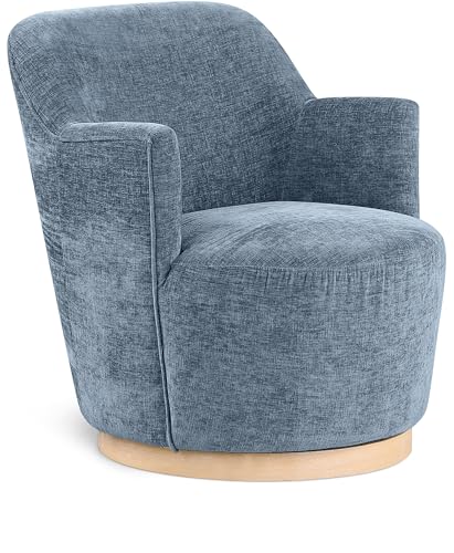 Meridian Furniture Clarita Collection Modern | Contemporary Swivel Accent Chair with Soft Chenille Fabric, Wood Finish Base, 26.5
