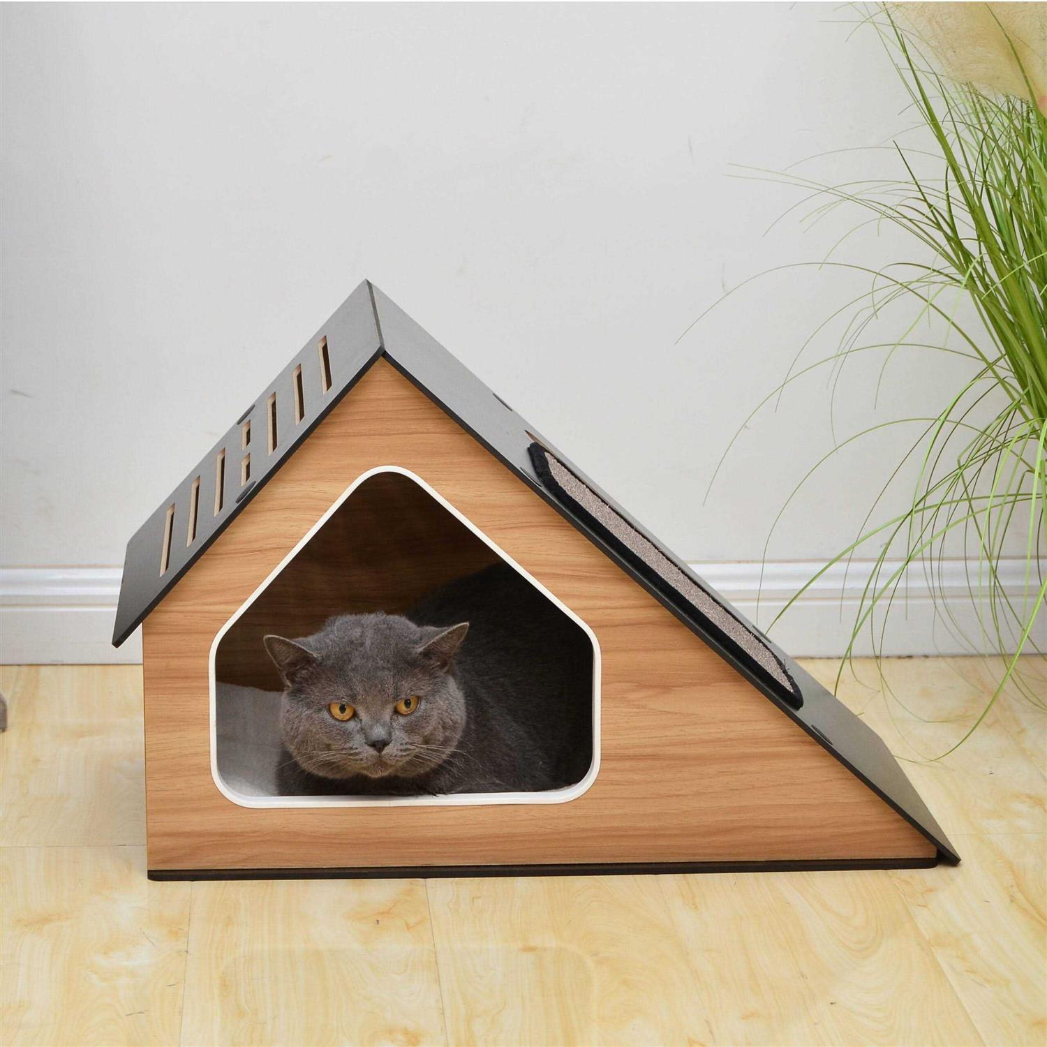 Vibrant Life Modern Cat Condo with Sisal Scratching Pad & Washable Mat - Pet Supplies online store