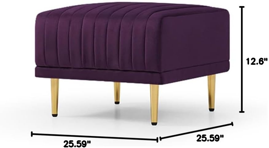 Purple Velvet Ottoman for Modular Sectional Living Room Sofa or Chair