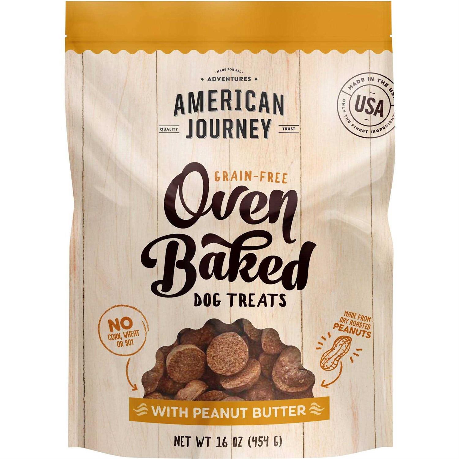 American Journey Peanut Butter Recipe Grain-Free Oven Baked Crunchy Biscuit Dog Treats - Pet Supplies online store
