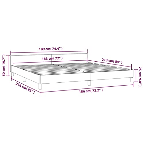vidaXL Velvet Bed Frame Fabric Upholstered Platform Bed with Headboard, Scandinavian Style/Slats Support/No Box Spring Needed/Easy Assembly, Dark Grey California King Bed