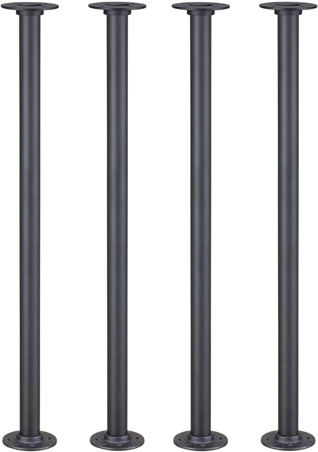 Industrial Table Legs, Iron Fittings, Flanges and Pipes for DIY Rustic Furniture and Custom Vintage Coffee or Wooden Table, Set of 4 (1/2'' x 18'')