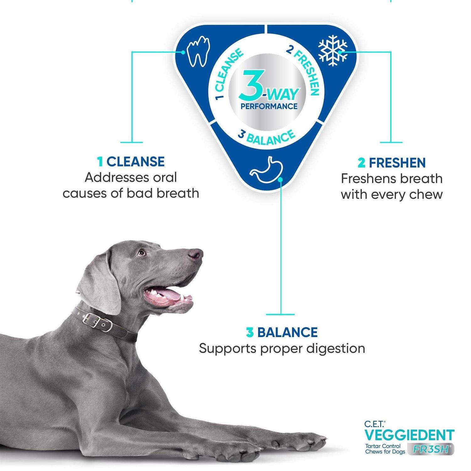 Virbac C.E.T. VeggieDent FR3SH Tartar Control Chews for Dogs - Pet Supplies online store