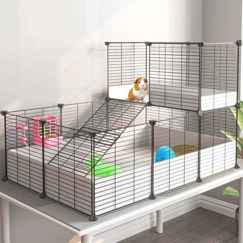 Eiiel Guinea Pig Cage,Indoor Habitat Cage with Waterproof Plastic Bottom,Playpen for Small Pet Bunny - Pet Supplies online store