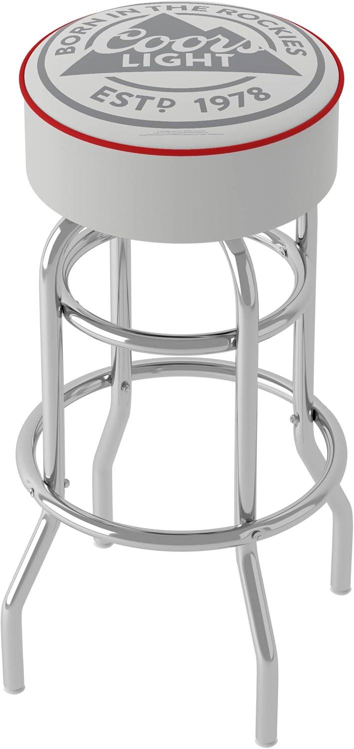 Trademark Global Bar Stool - Coors Light Logo Stool with Foam Padded Seat - Swivel Chair for Game Room, Garage, or Home Bar