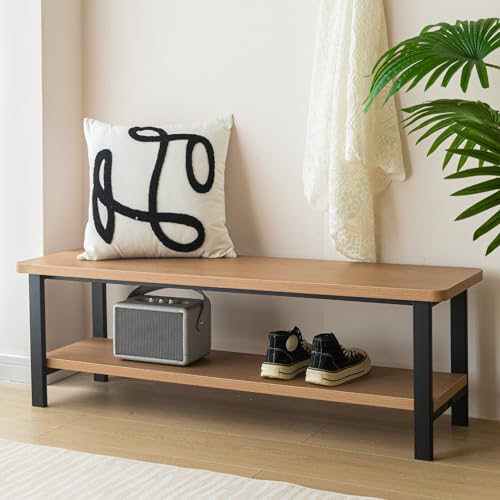 YOSHOOT Entryway Shoe Bench, Wood Shoe Rack Bench, Rustic Wooden Shoe Storage Bench for Living Dining Room Entry Way, 36 Inches Long