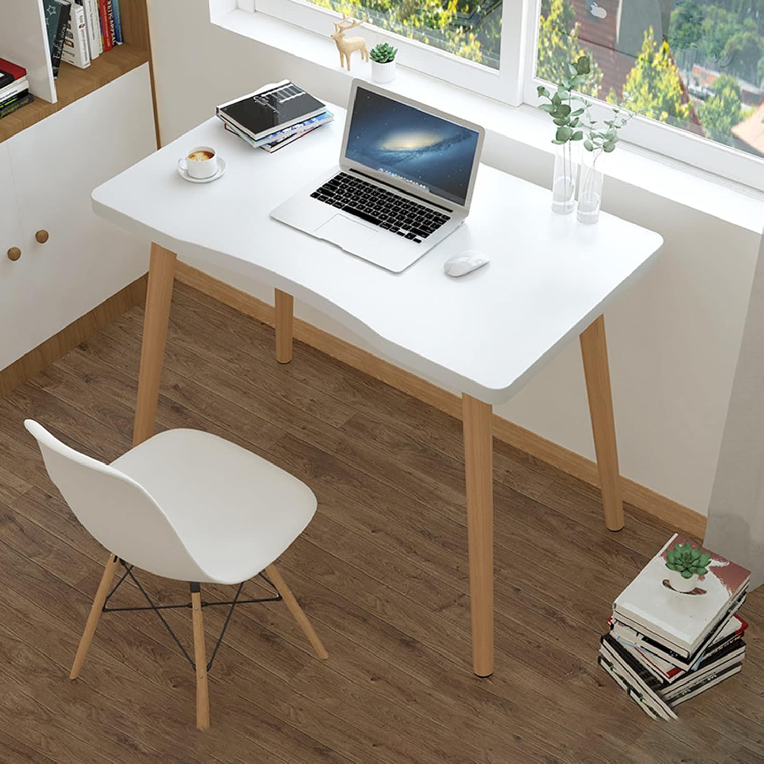 Small Computer Desk 28 Inch Writing Desk Space Saving Computer Table Writing Workstation Style Work Table Wooden Desk for Home, Bedroom