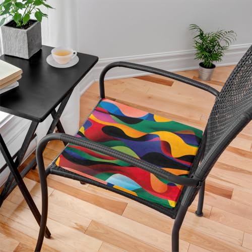 Cartoon Dinosaur Memory Foam Chair Cushion for Dining Chair Comfortable Colorful Animals Plants Seat Cushion Non Slip Kitchen Cafe Office Square Chair Pad