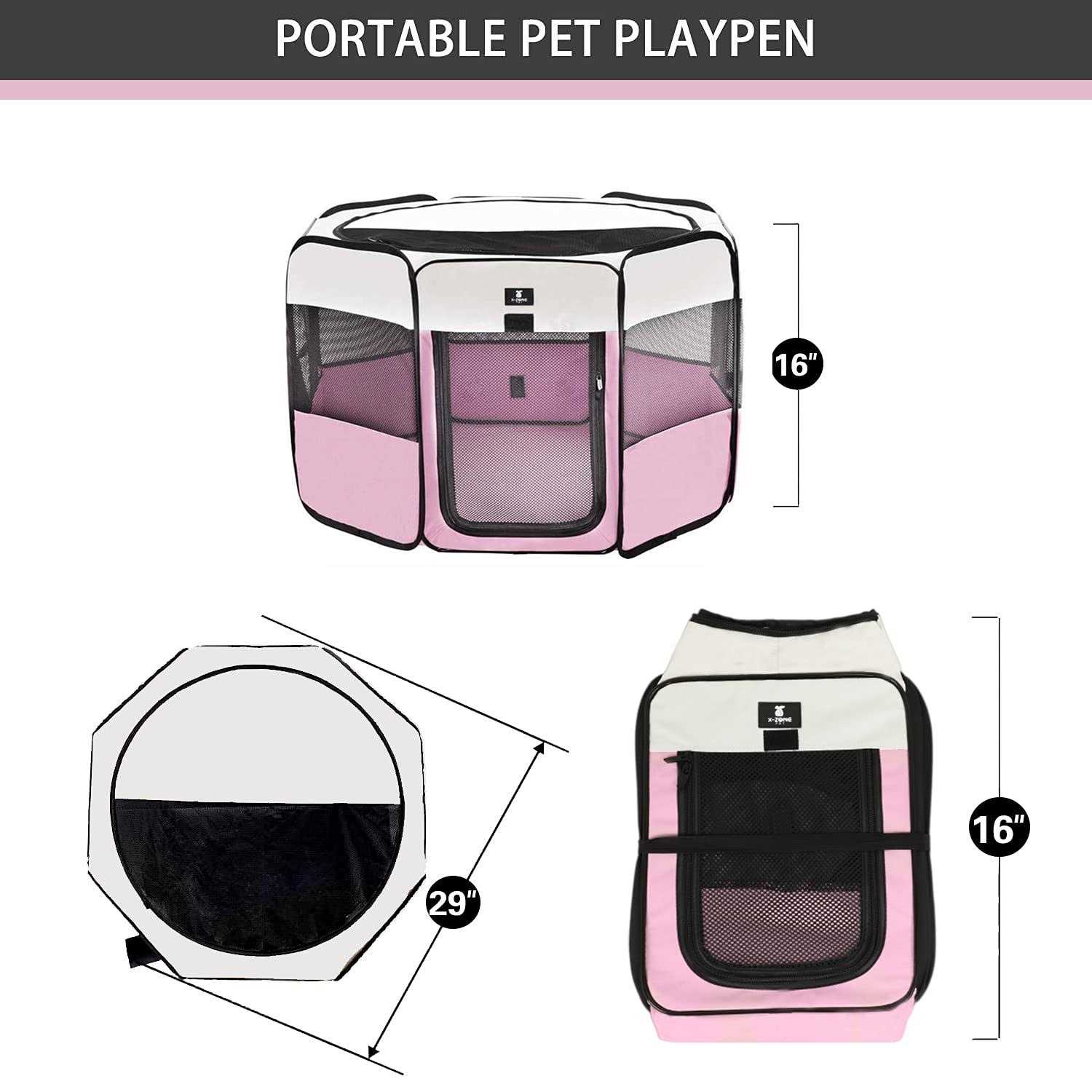 X-ZONE Pet Portable Foldable Pet Dog Cat Playpen Crates Kennel/Premium 600D Oxford Cloth,Removable Zipper Top, Indoor and Outdoor Use - Pet Supplies online store