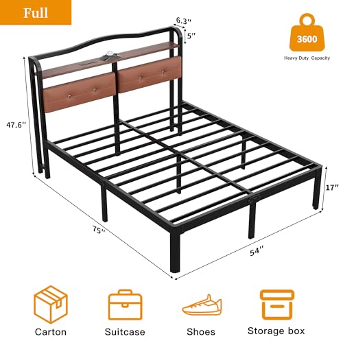 Twin Bed Frame - Twin Bed Frame with Headboard and Galaxy Projection Lights, 18 in Heavy Duty Metal Bed Frame No Box Spring Needed with USB Charging Station- Easy Assembly and Noise Free