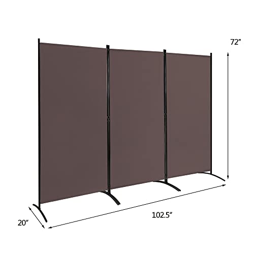 DORTALA 3-Panel Room Divider, Freestanding Folding Privacy Partition Screen with Steel Frame, Morden Room Divider for Separating Room in Bedroom, Office, Black