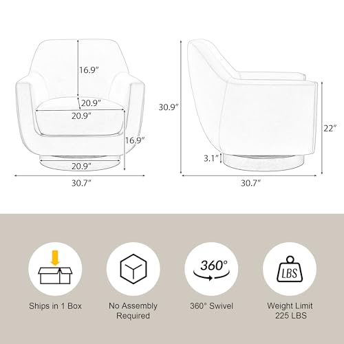 Swivel Barrel Chair,U-shaped Swivel Chair with Tall Backrest,360 Degree Comfy Velvet Fabric Accent Chair Small Single Chair Armchair for Living Room Bedroom (Burnt Orange+Velvet)