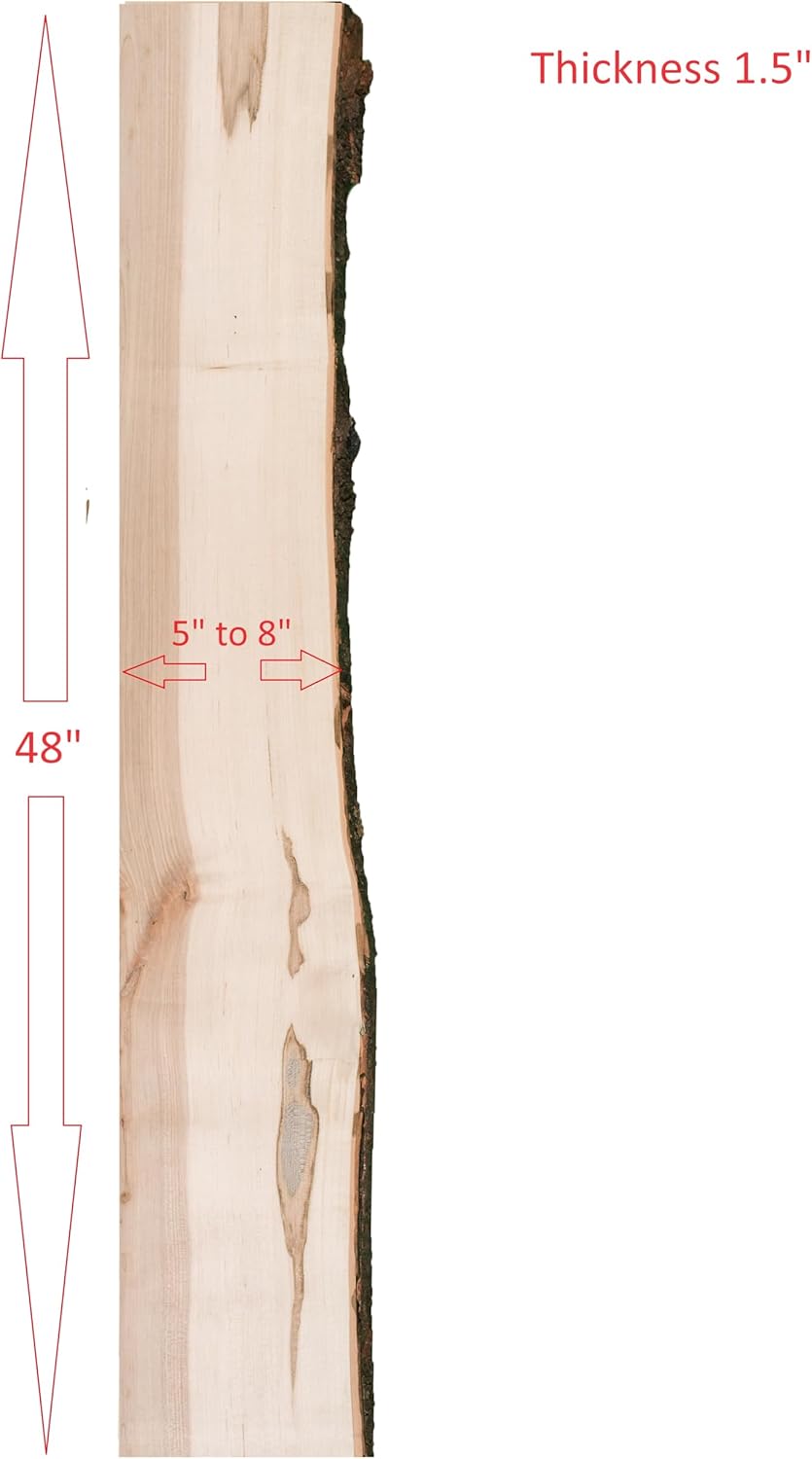 Live Edge Rustic Maple Shelf, 4 Feet Long, 1.5