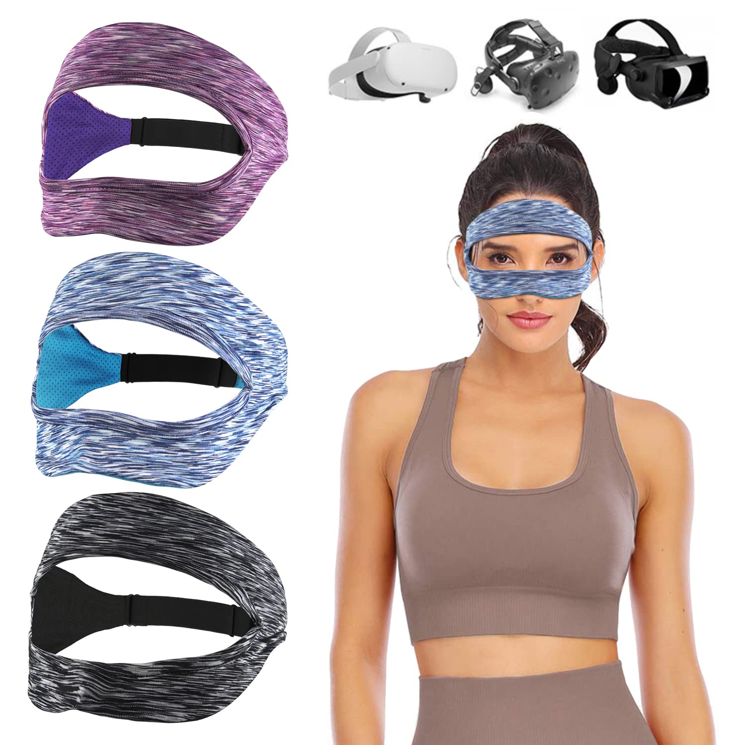 ZyberGears VR Sweat Guard for Meta Quest 2 Quest Pro (3pcs), VR Headset Face Sweat Band for VR Fitness & Workout Games Supernatural Beat Saber
