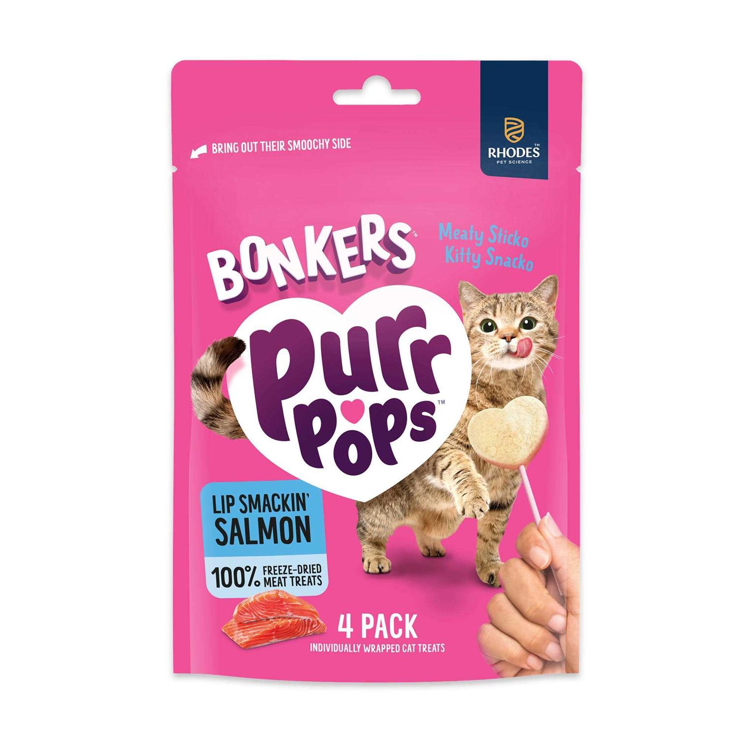 Bonkers Purrpops Lip Smackin' Salmon flavor lollipop cat treats - Pet Supplies online store