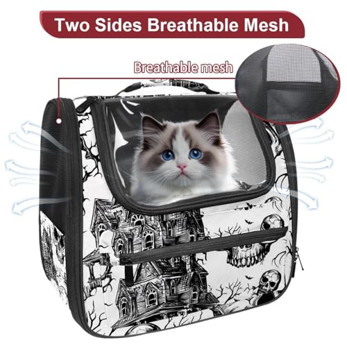 Halloween Bats Candies Pumpkins Cat Backpack Carrier, Breathable Cat Carrier Large Space Bubble Pet Backpack for Kitty Small Dog