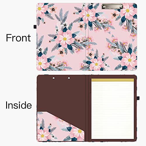 Hongri Clipboard Folio with Refillable Lined Notepad and Interior Storage Pocket for Students, Classroom, Office, Women, Man, Cute Custom Pattern, Size 12.8