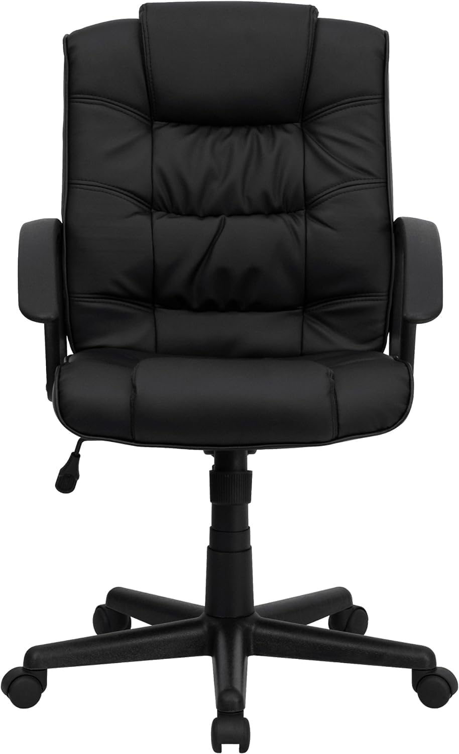 Mid-Back Black Swivel Task Office Chair with Arms, Office Chair with Arms, Mid Back Mesh Revolving Office Chair, Black, Black Nylon Base, Office Chair.
