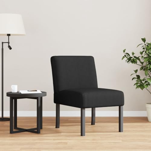 CHARMMA Upholstered Slipper Chair Modern Armless Accent Chair Fabric Single Sofa Chair with Solid Wood Legs Comfy Vanity Chair for Living Room,Bedroom Linen