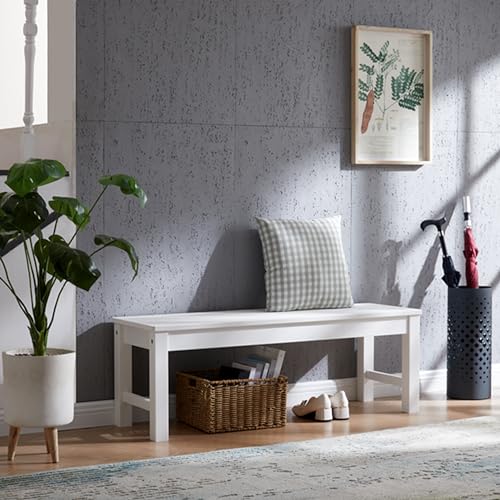 Psilvam Outdoor Bench, Two Person Poly Lumber Porch Bench, Weatherproof Garden Bench That Never Rot and Fade, All-Weather Patio Bench Suit for Garden, Porch, and Park (White)