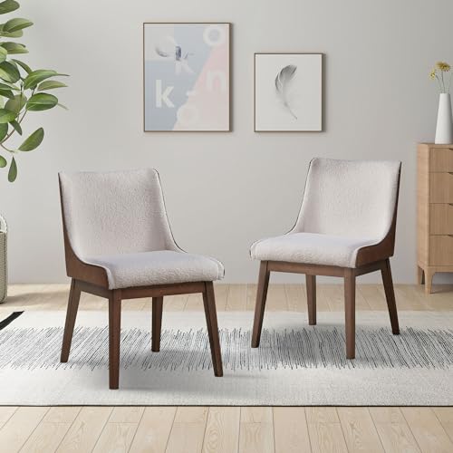 JUSTONE Mid-Century Modern Dining Chairs (Set of 2), Dining Chair Furniture 2-Pack,Farmhouse Solid Oak Wood Chairs w/Comfortable Backrest & Seat,Sturdy Wooden Chairs for Kitchen, Dining Room-Oak