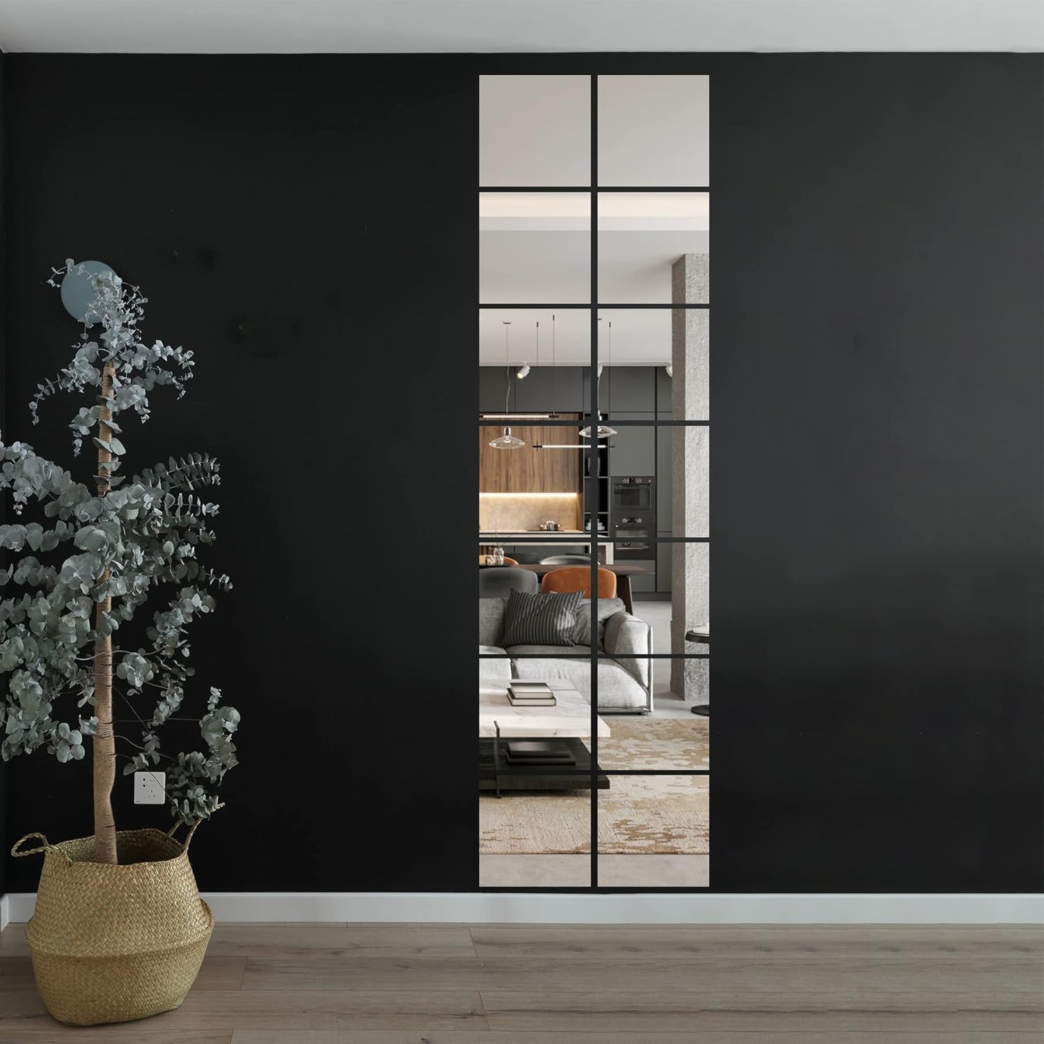 Delma Home Gym Mirrors, 12'' x 12'' Glass Mirror Tiles (16 PCS), Square Large Wall Mirror for Home Gym, Bedroom, Door,Bathroom, Frameless Mirror Sets