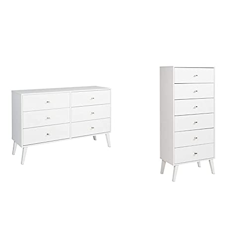 Prepac Milo Mid-Century 6 Drawer Dresser for Bedroom, 16