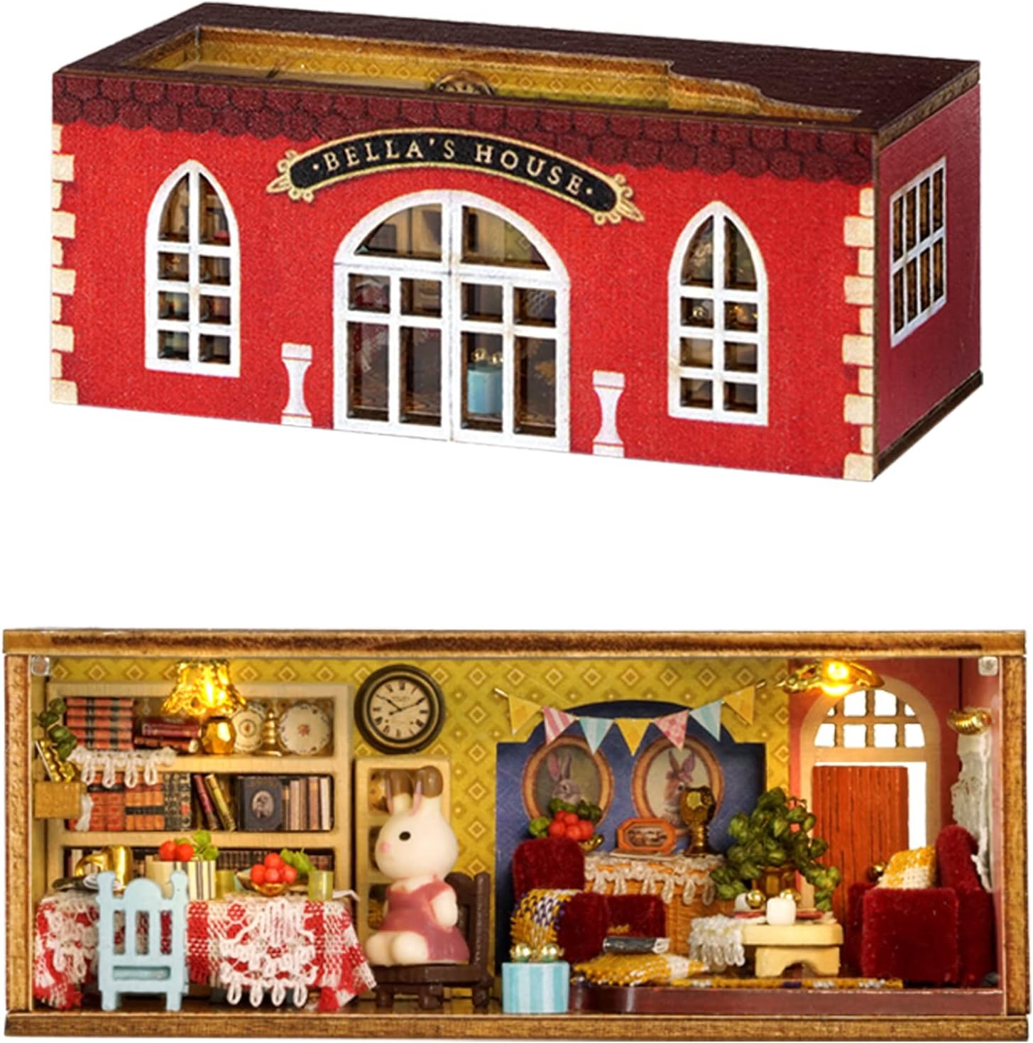 Spilay DIY Miniature Dollhouse Kit with Wooden Furniture,1:24 Scale Mini House Creative Gift for Women Girl Friend Lover QH01