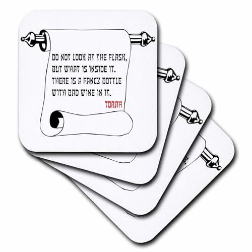 Set of 4 Ceramic Tile Coasters - Quotes - Torah - Do not Look at The Flask Alexis Design - Quotes Torah