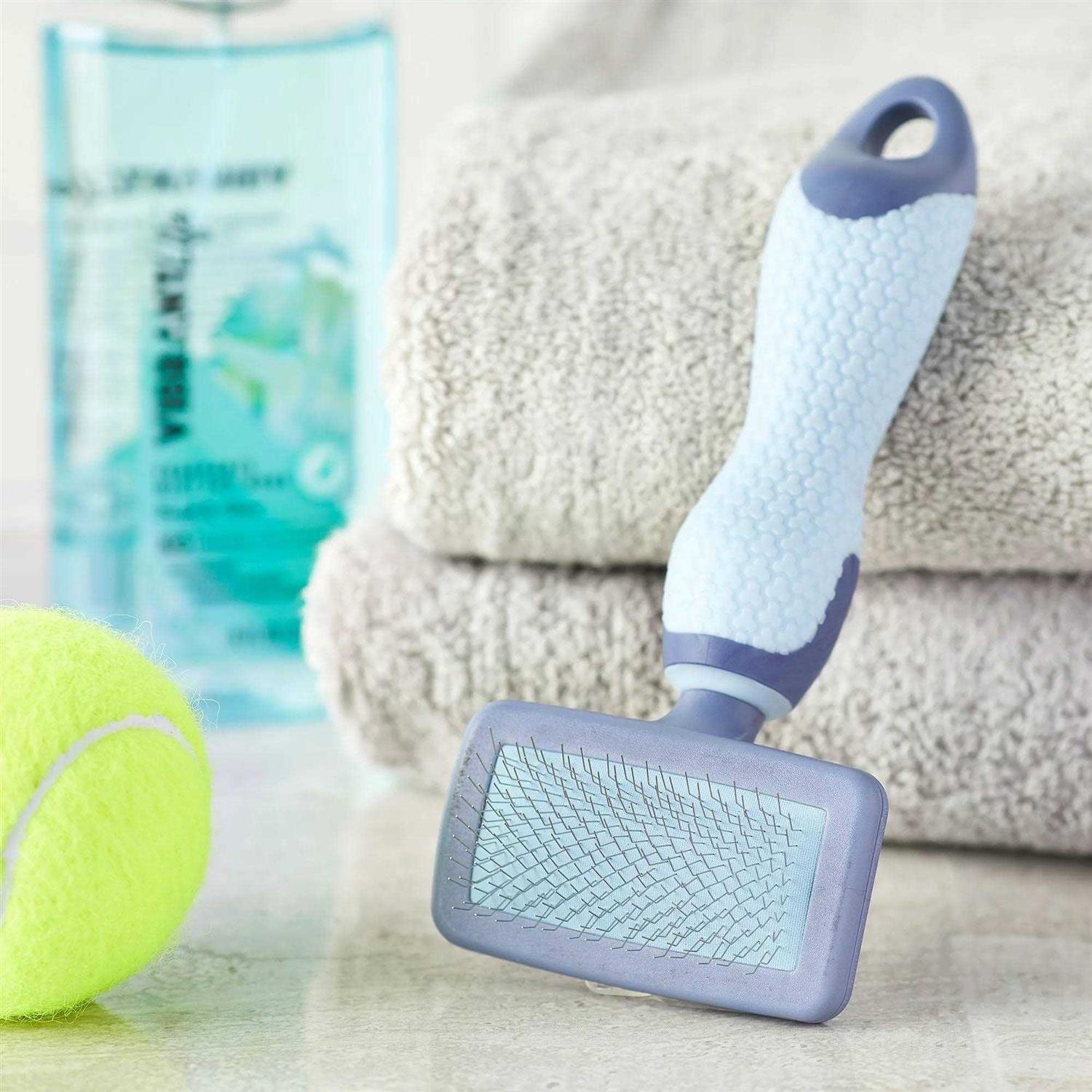 Vibrant Life Plastic Dog Slicker Grooming Brush with a TPR Grip - Pet Supplies online store