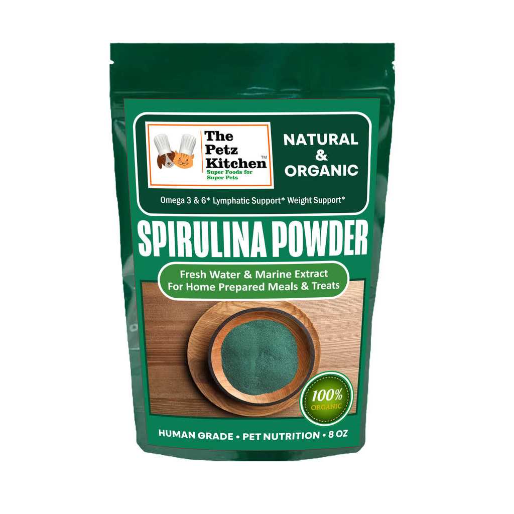 The Petz Kitchen Spirulina Omega 3 & 6 Lymphatic Weight Probiotic Immune Support Petz Organic Spirulina Powder - Pet Supplies online store