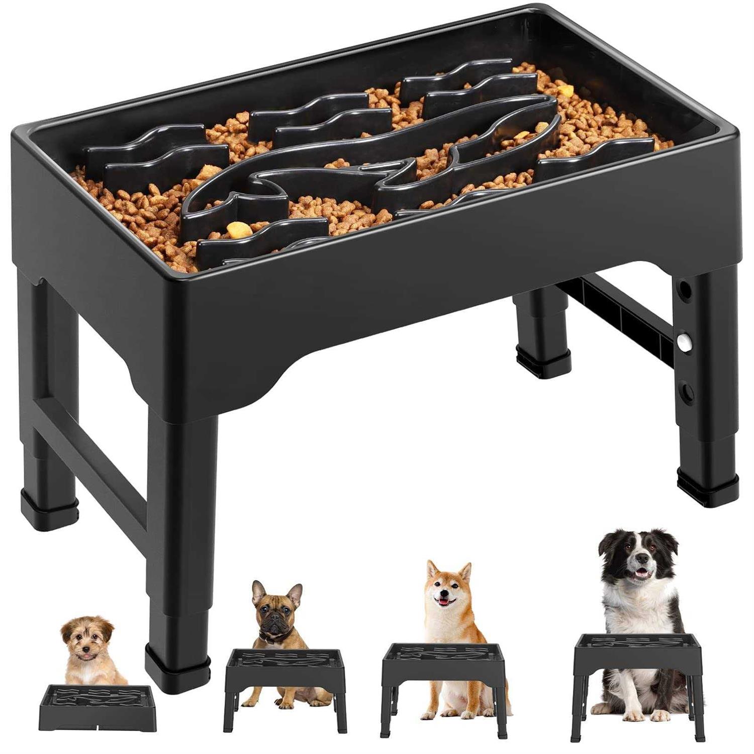 Tivray Elevated Slow Feeder Dog Bowls 9 Cups Raised Dog Slow Feeder Bowls Large Breed with 4 Adjustable Heights Dog Food Bowl Stand - Pet Supplies online store