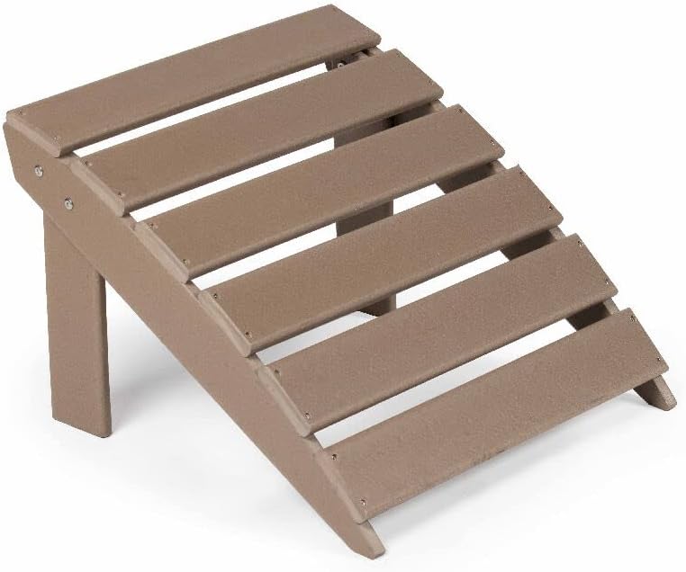 TITAN GREAT OUTDOORS Everwood Hilltop Driftwood Curve Back Poly Adirondack Ottoman