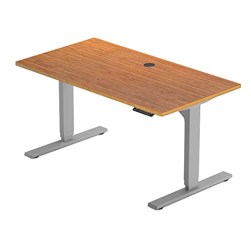 Progressive Desk Bamboo Electric Height Adjustable Standing Desk - Dual Motor Intelligent Automatic Lifting Sit-Stand Table, 48
