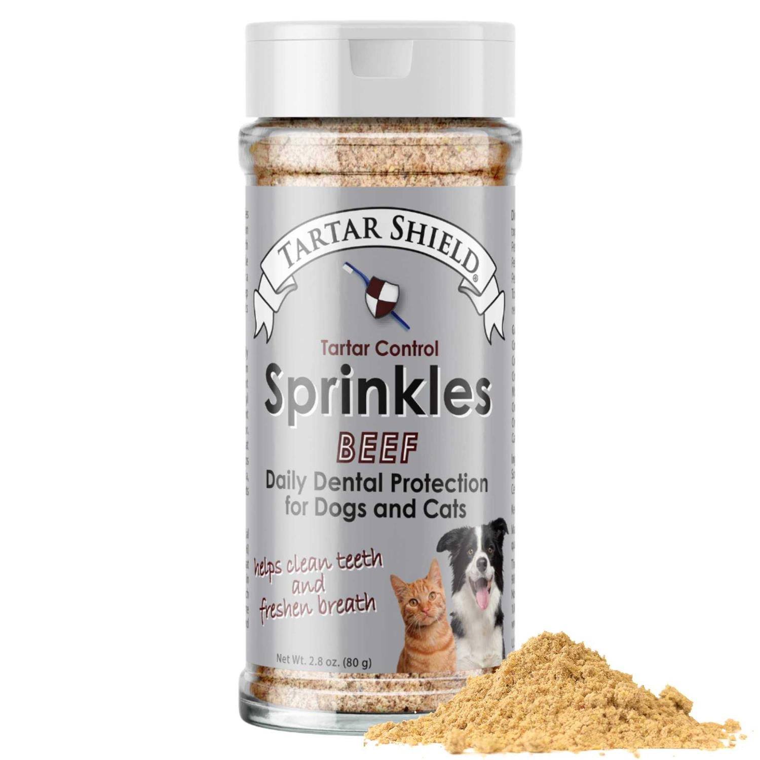 Tartar Shield Sprinkles Tartar Control Dental Dog & Cat Food Topper With Human-Grade Beef 2.8 Oz - Pet Supplies online store