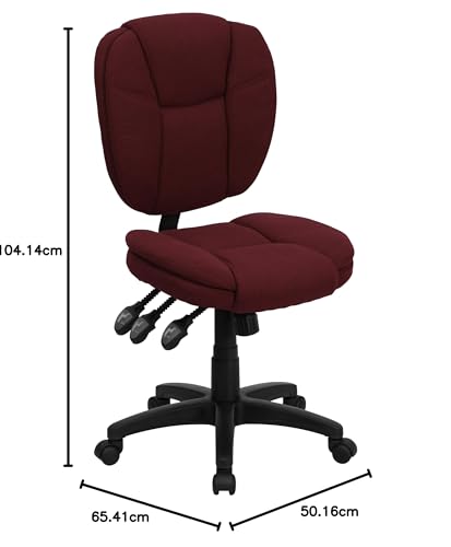 Flash Furniture Caroline Mid-Back Gray Fabric Multifunction Swivel Ergonomic Task Office Chair with Pillow Top Cushioning