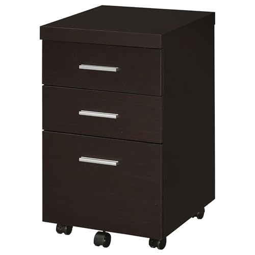 3 Drawer Mobile File Cabinet with 5 Wheel Versatile Storage Cabinet Under Desk Office for Home School Studio Anti-Tilting Wheels Design Vertical Filing Organization Cabinets Cappuccino