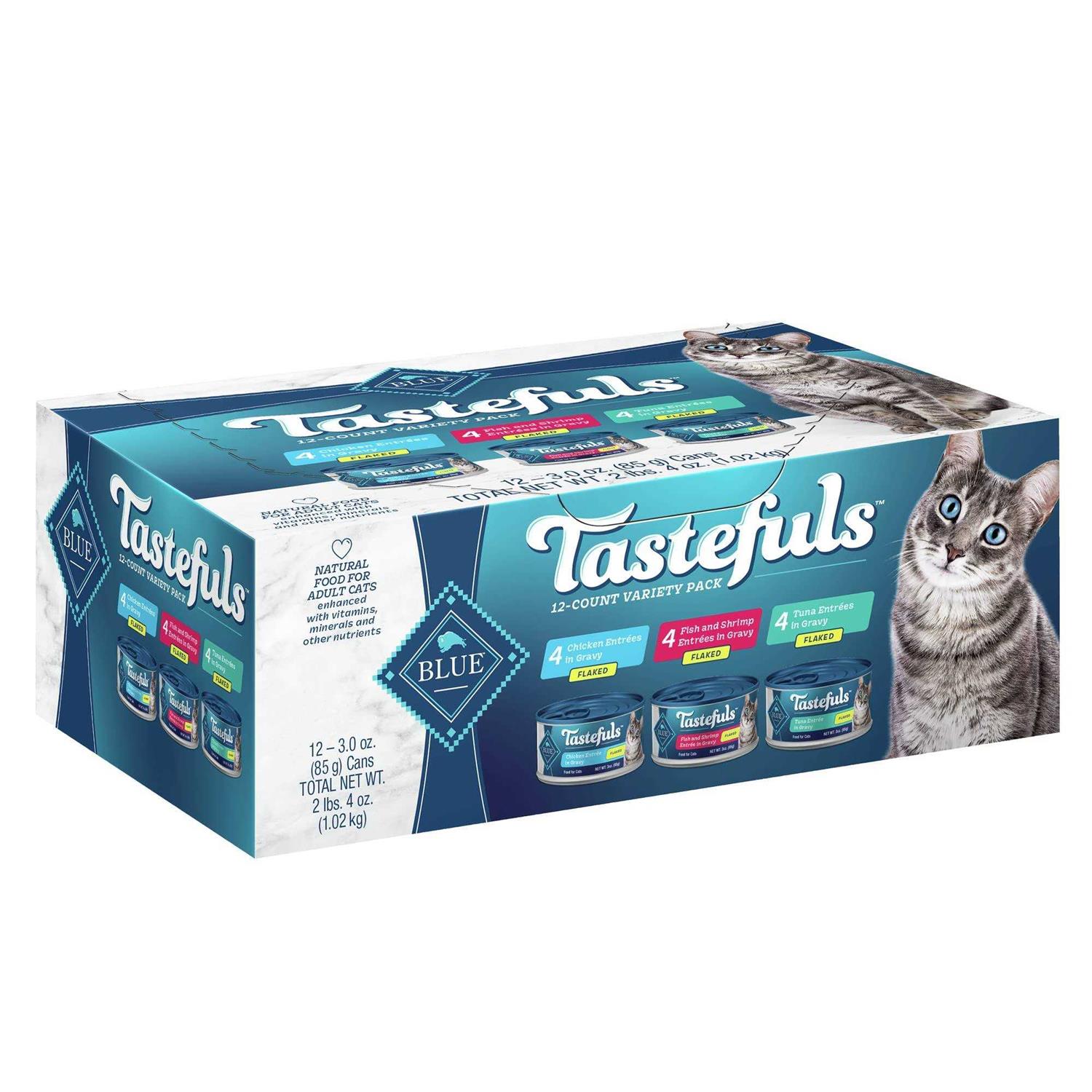 Blue Buffalo Tastefuls Tuna, Chicken and Fish/Shrimp Flaked Variety Pack Wet Cat Food - Pet Supplies online store
