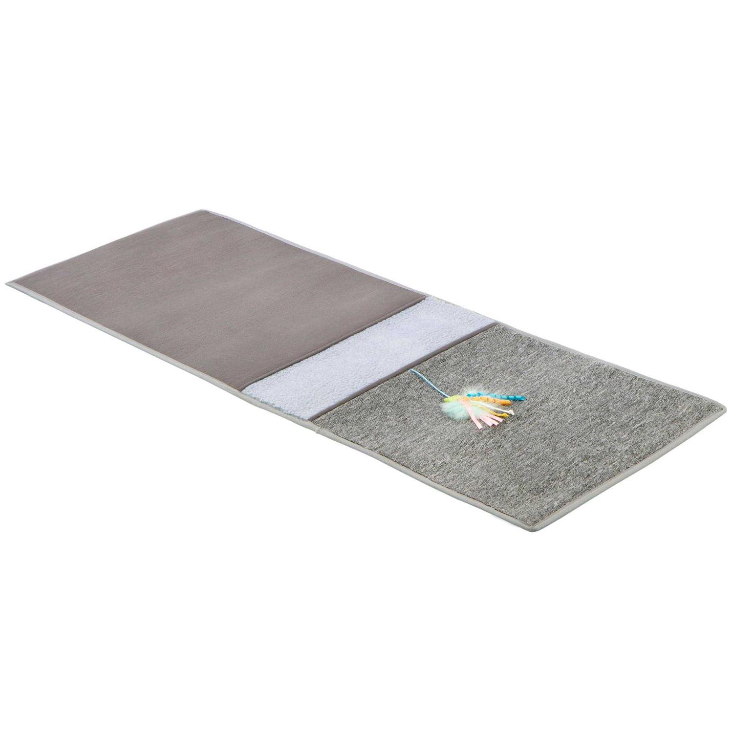 Petlinks Claw Cushion Furniture Protecting Carpet & Sherpa Cat Scratch Mat with Dangling Ribbon Toy - Pet Supplies online store