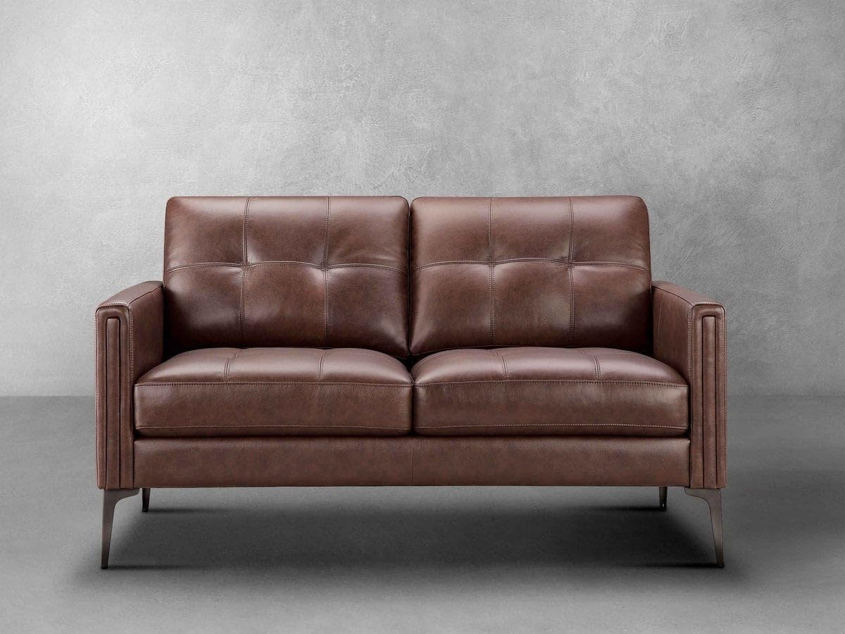 Abbyson Living Torrington Loveseat - Contemporary Design, Top Grain Leather, High Density Foam, Brown