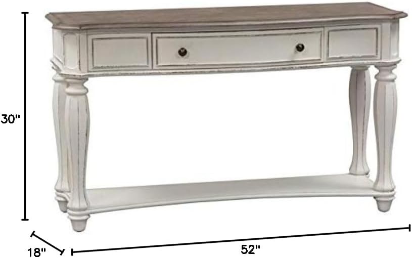 Pemberly Row Traditional Wood Sofa Table in White