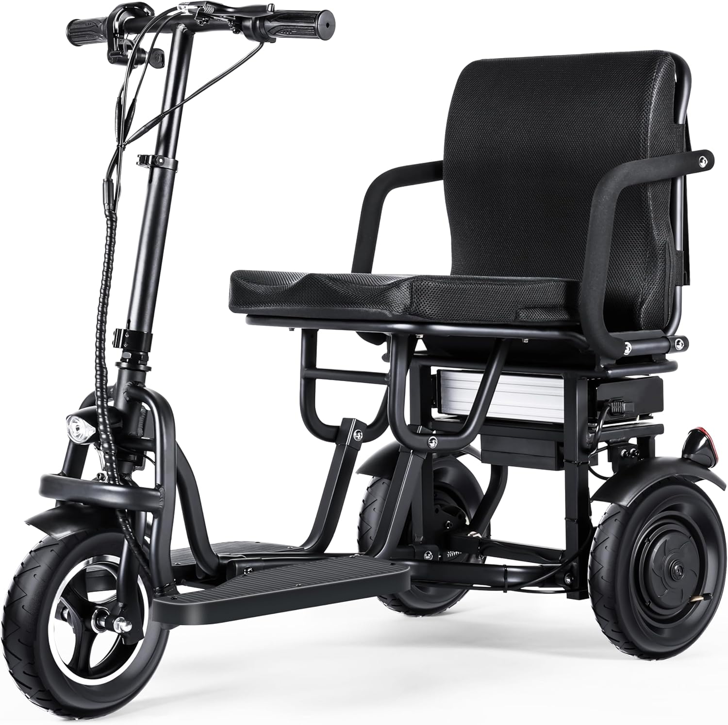 TopMate ES10 3 Wheel Electric Scooter Lightweight Folding Powered Mobility Scooter for Adult Seniors with Ergonomic Seat and Removable Battery, 350W Motor & 20Mi Long Range E-Trike with Basket - Black